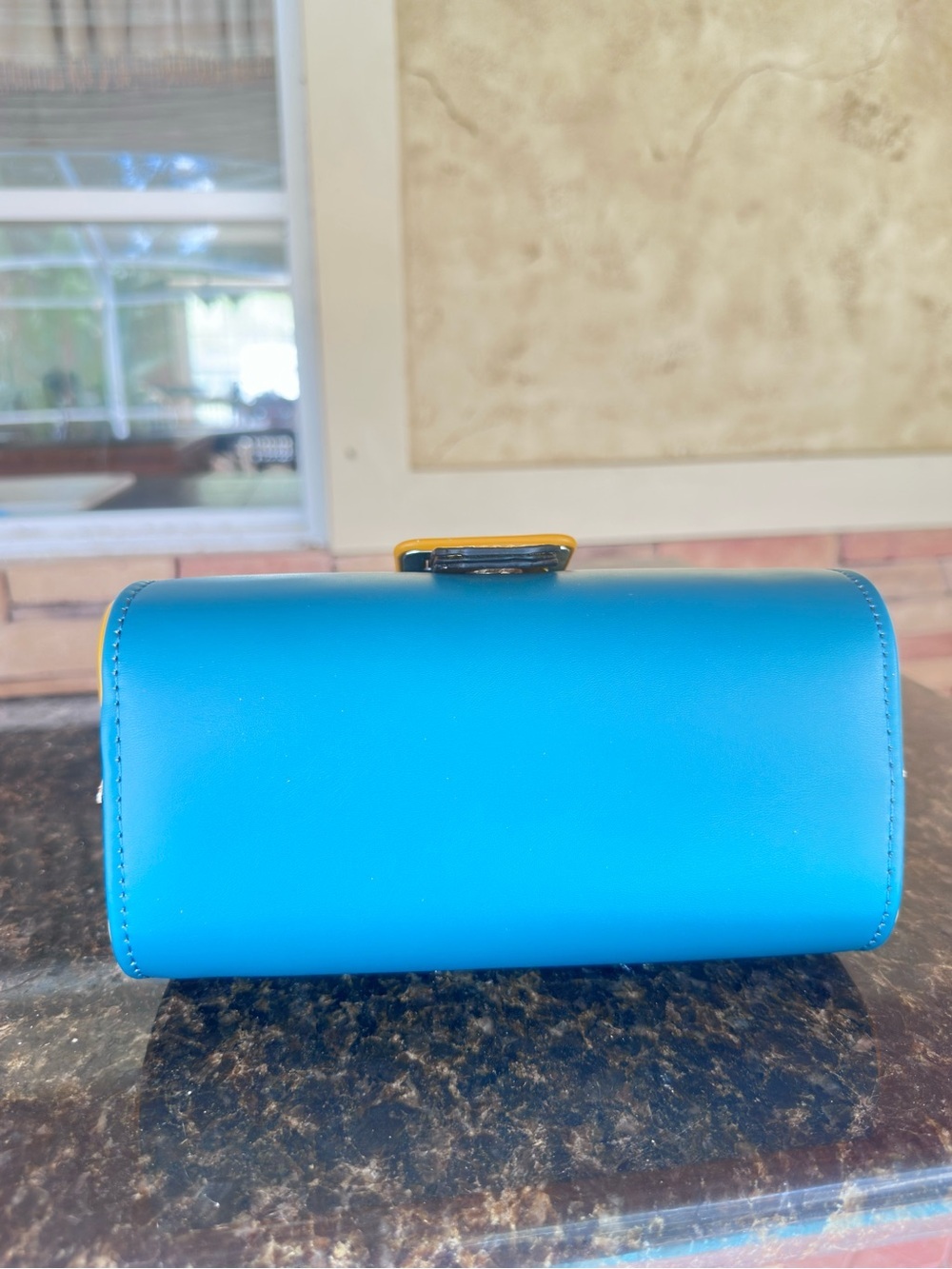 Accessorize Blue Yellow Top Handle Crossbody Bag Crystal Clasp - Picture 7 of 16